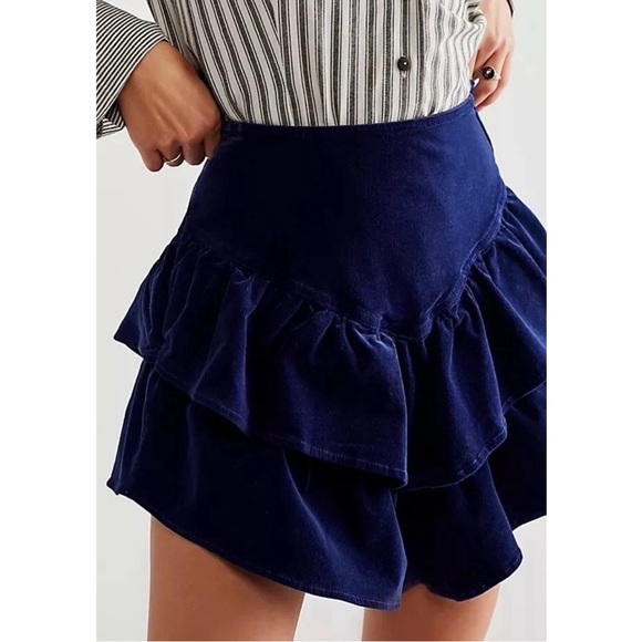 MOTHER💕The Ruffle Mini Skirt in Bet Blueprint Size 28 - Picture 4 of 15